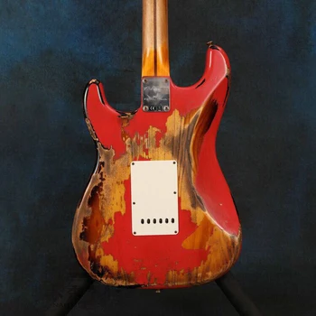 Punast värvi, Elektri Kitarr säilmed.vaher fingerboard,Käsitöö 6 nõelamise gitaar.säilmed poolt kätte.lepp keha guitarra
