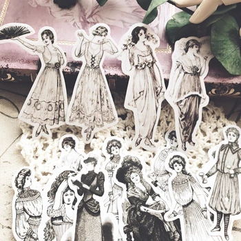 14Pcs/Pack Päevik Vintage Euroopa Kleit Lady Kleebis DIY Scrapbooking Album Junk Teataja Planeerija Dekoratiivsed Kleebised
