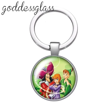 Disney Cartoon Peter Pan Seiklus klaas kivi ümber võtmehoidja Kott Auto võti keti Omanik Võlusid võtmehoidjad kingitus