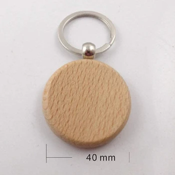 60Pcs Blank Round Wooden Key Chain Diy Wood Keychains Key Tags Can Engrave Diy Gifts
