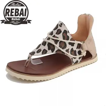 Naiste Sandaalid Mood Madu Clip Varba Vintage Kingad Korter Naine Vabaaja Emane Leopard Beach Sandaalid Zip Lady 2020. Aasta Suvel Uus