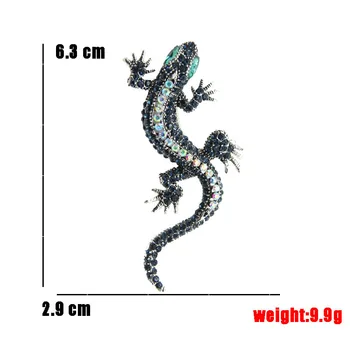 2021 Rhinestone Sisalik Sõle tumesinine Värv Keha Rohelise Silma Gecko Prossid Ehted Loomade Stiilis Vintage Sõrmed Kingitus