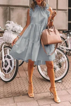Seksikas Mini Kleit Naistele Varrukateta Ruffled Kleit 2021 Suvel Rannas Puhkus Sundress Bohemian Vestidos Pluss Suurus Kleit
