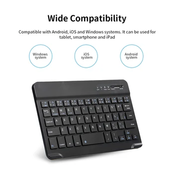 7-tolline Traadita BT 3.0 Klaviatuur Mini Ultra-slim BT Klaviatuur Tahvelarvuti Nutitelefoni Toetust iOS, Windows ja Android Süsteemidega Must
