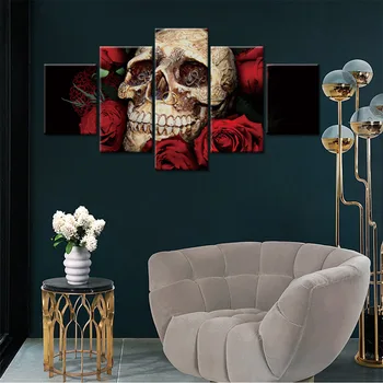 Modulaarne Paha Kolju Lõuend Pildid Home Decor 5 tk Jube Maalid HD Pildid Abstraktse Seina Art Plakat Raamistik