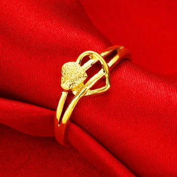 Väike kahe Armastust Paar Ringi Vintage Engagement Romantiline Peen Pulm Originaal 24K Kuld Värvi Ring Meeste ja Naiste Ehted