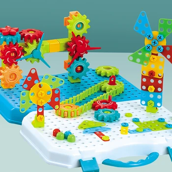 DIY Lapse Electric Drill Kruvimiseks Blokeerida Montessori Assamblee Käik, Kett Mänguasi 3D Puzzle ehitusplokid Kit IQ Aju Koolitus Mänguasjad