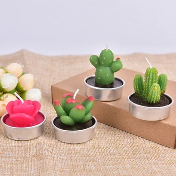 Creative 3D Cactus Küünlad Simuleeritud Taimed Suitsuta Lõhnav Küünal valentinipäeva Kingitus Pool Kodu Kaunistamiseks 1TK
