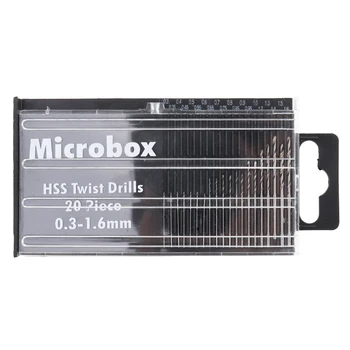 20pcs/set Microbox Täpsusega HSS Twist Harjutused Natuke Käsitöö Hobi 0.3-1.6 mm WoodPlastic Tooteid PCB trükkplaadi Puurimiseks