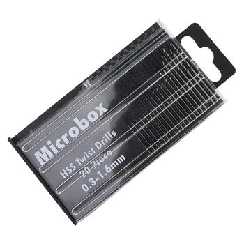20pcs/set Microbox Täpsusega HSS Twist Harjutused Natuke Käsitöö Hobi 0.3-1.6 mm WoodPlastic Tooteid PCB trükkplaadi Puurimiseks