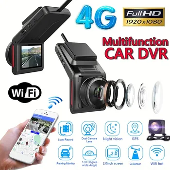 RUNTOO K18 4G WiFi Kriips Cam FHD 1080P Ees ja Taga Dual Lens Auto videosalvestid Car DVR GPS Dashcam Koos Tagumiste Vi