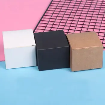 50tk Multi-suurused Kraft Must Valge pappkarpidesse Kokkuklapitavad Lihtne Käsitöö Seep Box Väike Jõupaber Pakkimine kinkekarbis