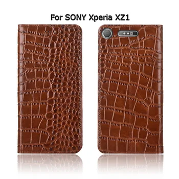 Krokodill Telefoni Juhul Cover For SONY Xperia X XZ XZ1 XZ2 XZ3 XZ4 XZ5 Compact Premium Ehtne Cowhide Nahast Flip Stand Case Kott