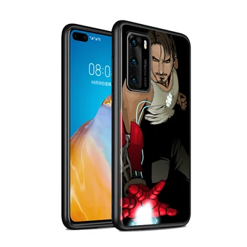 Tony Stark (raudmees Silikoon Kate Huawei P50 P30 P40 P20 Pro 10 P8 P9 Lite RE E Mini Plus 2019 2017 Musta Telefoni Puhul