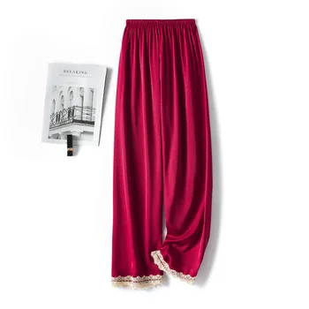 2020. aasta Uus Pits Õmblemine Naiste Pajama Püksid Elastne Vöökoht Satiin Siidist Mitmevärviline Pluss Suurus Kodu Püksid, Põhjad Womans Lounge Kanda