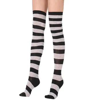 1 Paar 60cm Triibuline Reie Kõrge Sukad Üle Põlve Sokid Sokid Reie Animatsiooni Triibuline Naiste Sukad Cosplay Kõrge Jaapan O5F0