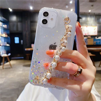 Uus KUUM Pearl Käevõru Randme Kett Glitter Telefoni Tagasi Case for iPhone 12 Pro 11 Max Mini X-XR, XS 6 6S 7 8 Plus Luxury Kate Etui