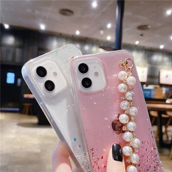 Uus KUUM Pearl Käevõru Randme Kett Glitter Telefoni Tagasi Case for iPhone 12 Pro 11 Max Mini X-XR, XS 6 6S 7 8 Plus Luxury Kate Etui
