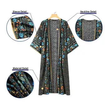 Puhkus Avatud Esi-Kampsun, 2021 ZANZEA Õie Trükitud Kimono Naine Vabaaja Pikad Varrukad Katta Kuni Tops Pluss Suurus Kleit Pluusid