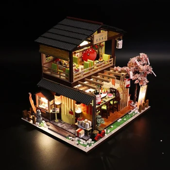 DIY Puidust Maja Jaapani Stiilis Kääbus Mannekeeni Maja Komplektid koos Mööbli ja LED, Kingitused