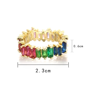 Mood Naiste kuld cz ring reguleeritav vikerkaar ringi zircons värviline kristall vask rõngas ehted kingitus naistele