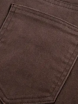 Vintage Pruun Y2K Teksad Tüdrukutele Naiste Mood Naiste Klassikaline Põletatud Denim Püksid Pükste Kõrge Vöökoht Harajuku Capris Taskud