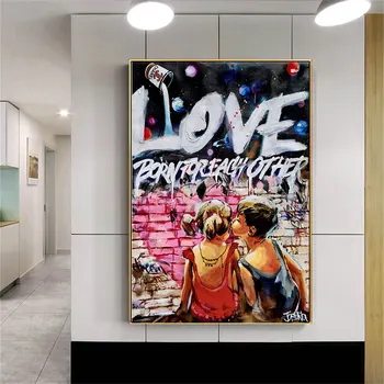 Kaasaegne Street Graffiti Armastus Pop Art Sündinud Olla Armastatud Plakat Maali Lõuendile Printida Seina Pilt Elutuba Kodu Kaunistamiseks