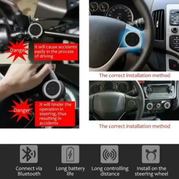 Auto Traadita Bluetooth-MP3 Media Nupp Rooli Puldi Jaoks Iphone, Android #2