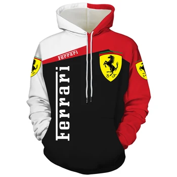 Meeste -, Naiste-3D-itaalia-Ferrari Logo Topp Mood Vabaaja Pikad Varrukad Lahti Dressipluus Kevadel ja Sügisel Street-Suurpärase