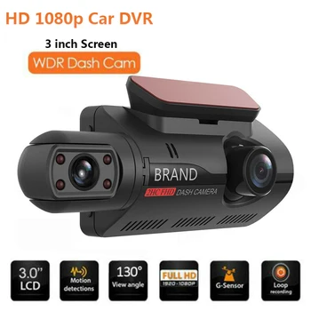HD Öö Car Dvr Kriips Cam 3,0 Tolli videosalvesti Auto Kaamera, 2 Kaamerat, Objektiivi Koos tahavaate Kaamera Registrator Dashcam DVRs