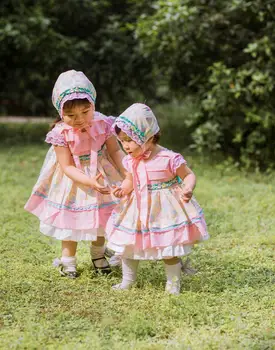 3TK Baby Girl Kevad-Suvine Lilleline Vintage hispaania Lolita Princess Pall Kleit Kleit Tüdrukud Sünnipäev, Lihavõtted Pool Puuvillane Kleit