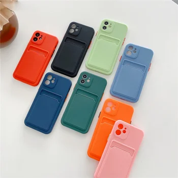 Luksuslik Pehme Silikoon Kaardi Omaniku Telefoni Case For iPhone 11 12 Pro Max XS SE Mini-XR-X 8 7 Pluss Värviga Krediidi-Pesa Kate Tagasi