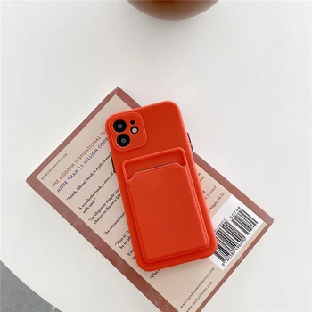 Luksuslik Pehme Silikoon Kaardi Omaniku Telefoni Case For iPhone 11 12 Pro Max XS SE Mini-XR-X 8 7 Pluss Värviga Krediidi-Pesa Kate Tagasi