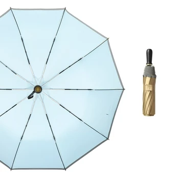 10 Ribi Tasku Katuse Anti UV Päikese, Vihma ja Tuulekindel Kokkupandavad Vihmavarjud koos Peegeldav Triip Naiste Meeste Laste UPF50+