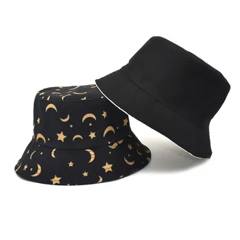 Must White Star Moon Prindi Muster Kopp Müts Mütsid Hip-Hop Mehed Naised Suvel Panama Ühise Põllumajanduspoliitika Rannas Päikest Püük Kork Väljavalitu Kingitus