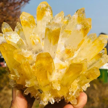 Harv uus kollane phantom quartz crystal klastri näidis