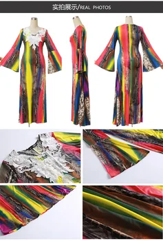 Pluss suurus Naiste Vabaaja Kleit Värvitud Triibuline Trükitud Ice siid Särk, Kleit, Põletatud Varrukad Liiga Kleit Vestido Maxi Kleit S-7XL