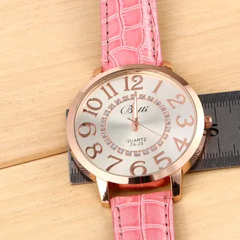 Luksus Vaadata Naiste Nahast Lihtne Mood Trükitud Rihm Koos Suure Digitaalse Ring Dial Daamid Quartz Watch dames horloge kuum #10