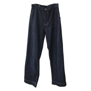 DEAT kõrge vöökoht denim pestud täispikkuses tasku sinise värvi teksad naiste püksid sügisel ja kevadel naiste püksid WO31017L