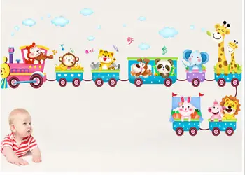 Hot müük Safari Loomad Rongi Seina Kleebised Lasteaed Decor Baby Kids Kunst Seinamaaling Eemaldatav