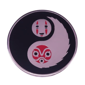 Nr-Näo ja Printsess Mononoke Yin Yang Dualism Mõiste Pin-Loomuliku Tasakaalu Sõle Ghibli Anime Fännid Hämmastav Kogumise
