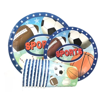 Omilut Sünnipäeva Sport Asjade Baskertball Jalgpalli Ühekordsed Nõud Komplekt Baby Shower Poiss Decor Sport Ühekordselt Cup