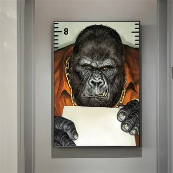 Akvarell Tätoveering Ahv Gorilla Portree Maali Plakatid Ja Pildid Naljakas Loom Pildid Seina Art Teenetemärgi Tuba