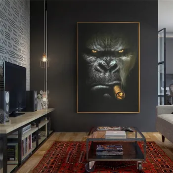 Akvarell Tätoveering Ahv Gorilla Portree Maali Plakatid Ja Pildid Naljakas Loom Pildid Seina Art Teenetemärgi Tuba