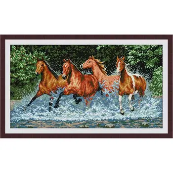 Töötab horse loomade hobune mustri ristpistes komplektid 14ct lõuend trükkimine DIY tikandid komplektid kaasaegse kodu kaunistamiseks maali