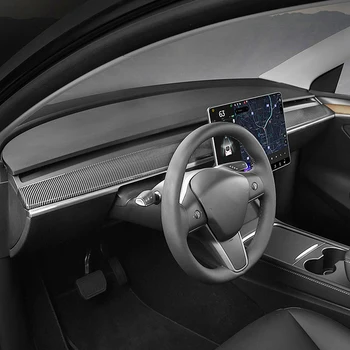 LHD!! Näiteks Tesla Model Y 2020 2021 Carbon Style Muudetava Keskmise Konsooli Paneeli Raami Ribadeks Kleebised Kate Sisekujundus Car Styling