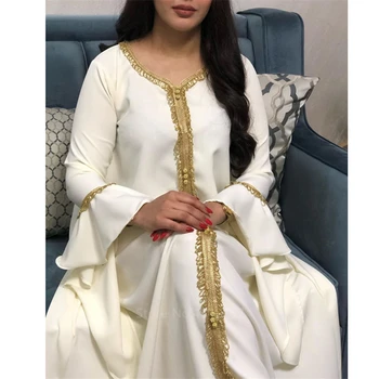 Tikandid Kleit Lahtised Naiste Elegantne Moslemi Abaya Lähis-Femme Ida-Dubai India Kleit Valge Tahke Aine, Värvi Maxi Pikk Rüü Seal Kaftan