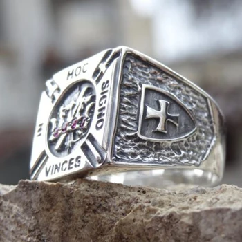 Unikaalne Õnnelik Anel ping Uus Knights Templar Rõngas Roostevabast Terasest Kivid Masonic Käsitöö Ehted Kingitus Usa Suurus