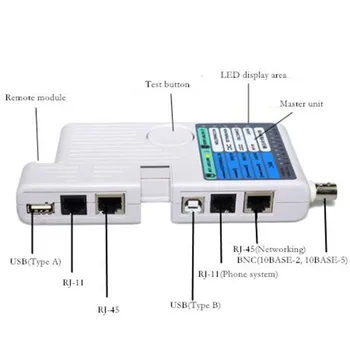 Professionaalne multifunktsionaalsed 4 In 1 võrgukaabli Tester RJ45/RJ11/USB/BNC LAN Kaabel Cat5 Cat6 Traat Tester