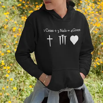 1 cross 2 küüned 4 antud hupparit naiste mood hipster usu Kristliku kiriku graafiline Piibli usk Jeesuse pulloverid loosung tops